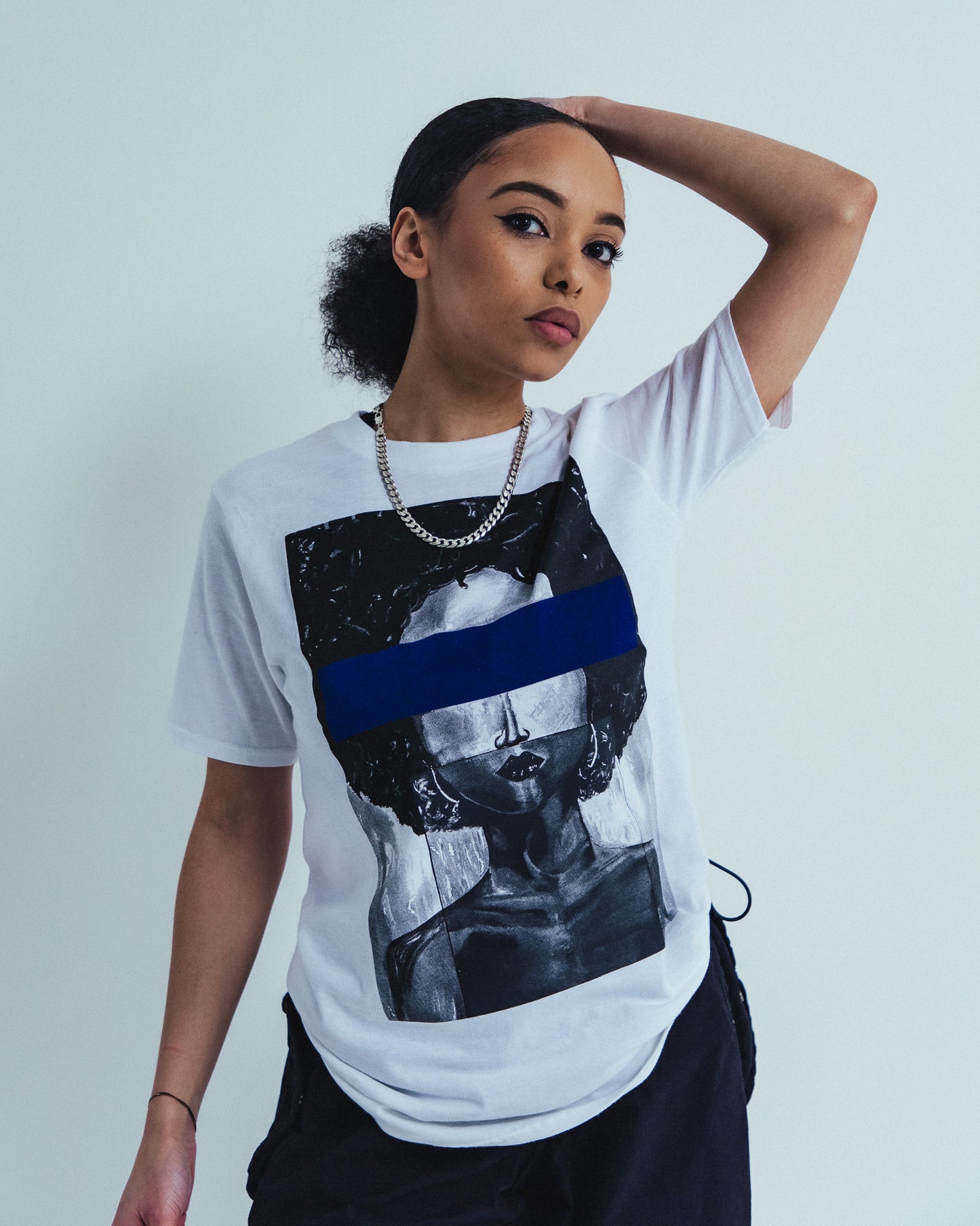 SRM - White And Blue Graphic Censor T-Shirt