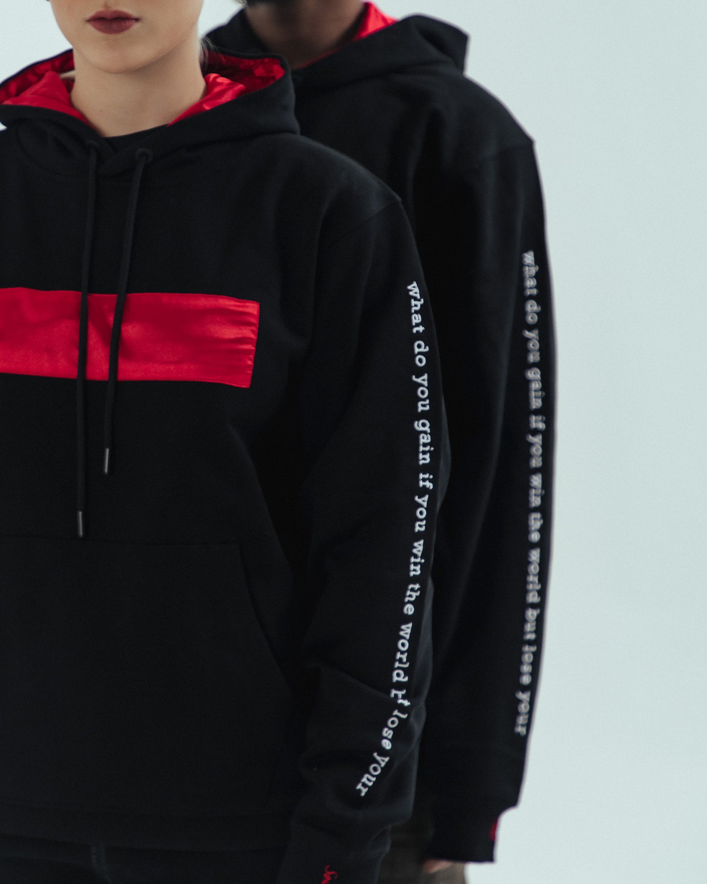 Satin Lined 'Gain The World' Hoodie With Embroidery Detail
