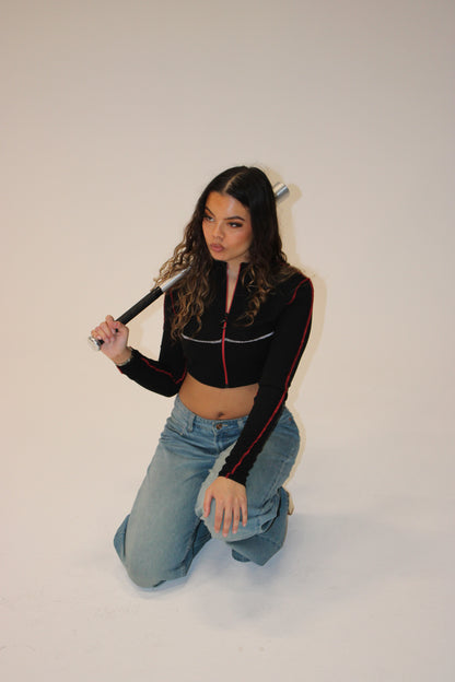 UNMUTED Overlock Ribbed Zip Up Jacket