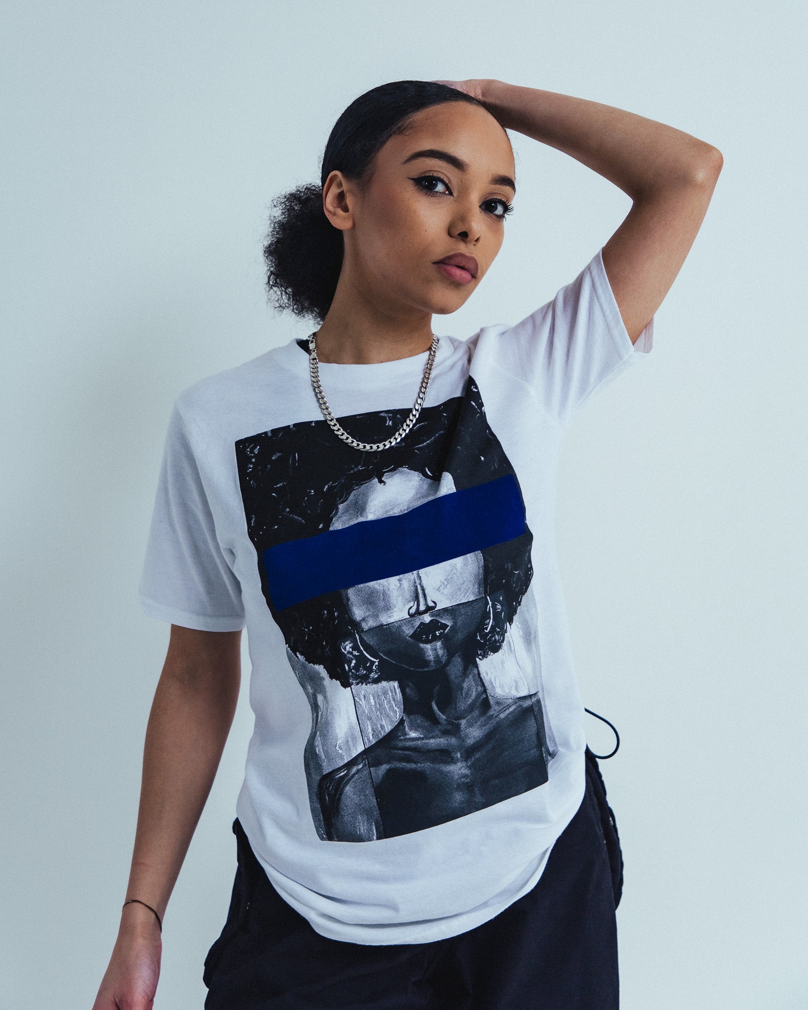 SRM - White And Blue Graphic Censor T-Shirt