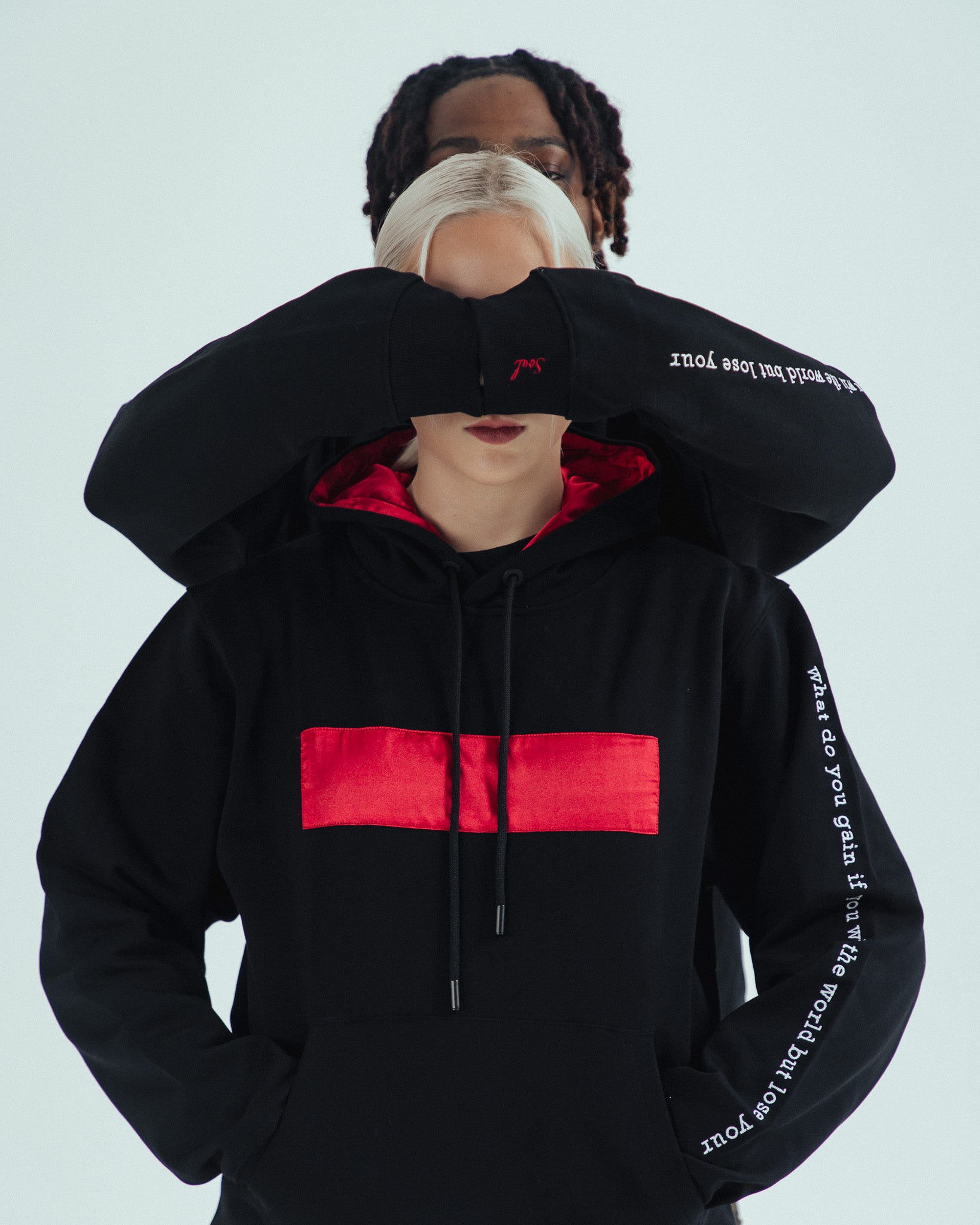 Satin Lined 'Gain The World' Hoodie With Embroidery Detail